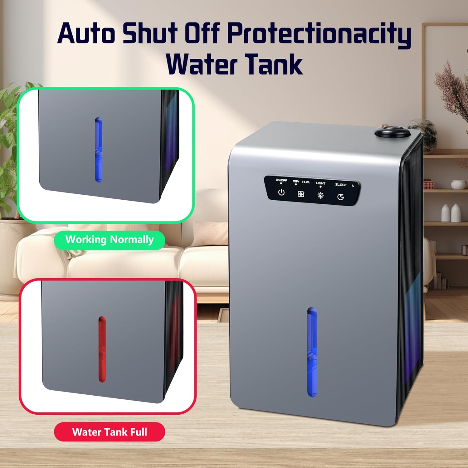 Dehumidifier,2 in 1 Humidifier Dehumidifier Combo,102 OZ Water Tank Dehumidifiers for Home Bedroom,Basement Bathroom,Auto Shut Off,Sleep Mode,7 Colors LED Light wourant