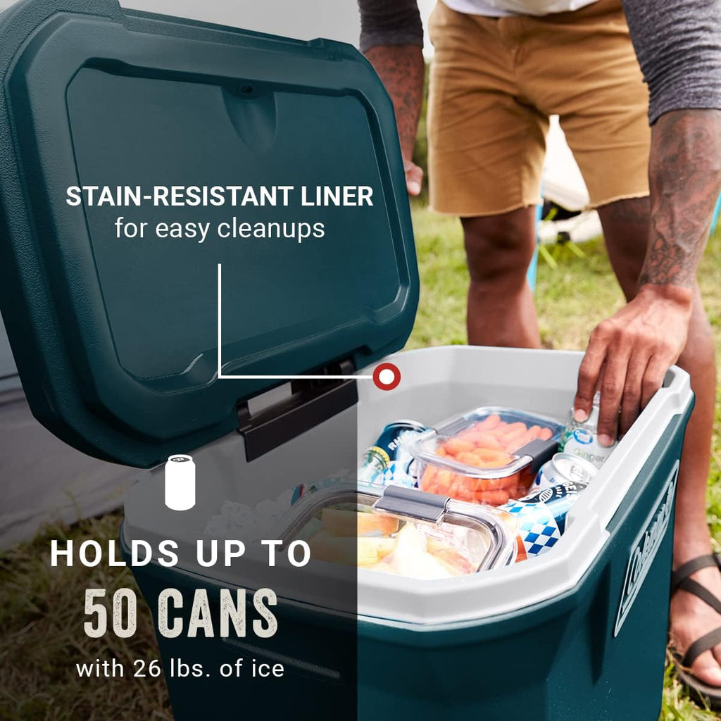 Coleman Insulated Portable Rolling Cooler with Wheels, Leak-Proof Outdoor Hard Cooler, Keeps Ice for Up to 5 Days, 100 Quart wourant