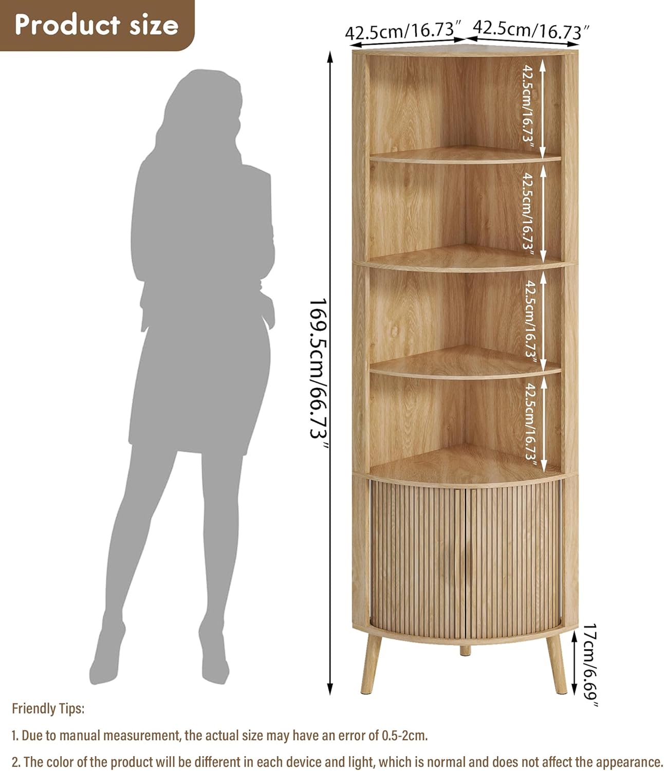 Corner Cabinet, 66.73'' Tall Modern Corner Bathroom Storage Cabinet wourant