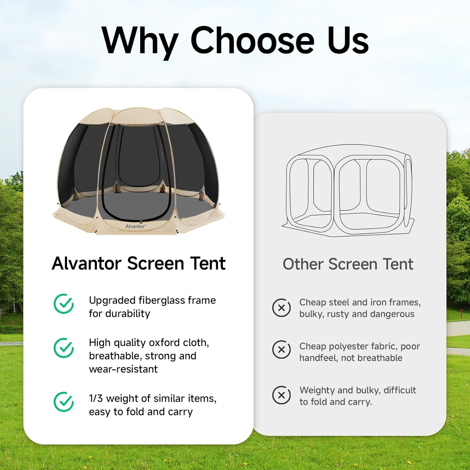 Alvantor Screen House Gazebo, 6-10-15 Person Pop Up Igloo Screened Canopy Tent with Mosquito Netting Sides, Instant UV Resistant Sun Shelter for Garden, Patio, Backyard wourant