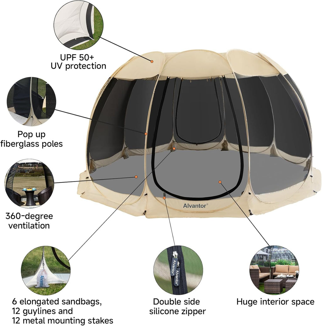 Screen gazebo, sleeps 6-10-15 people Igloo-style canopy tent with mosquito net on the sides Perfect for garden, patio, backyard wourant