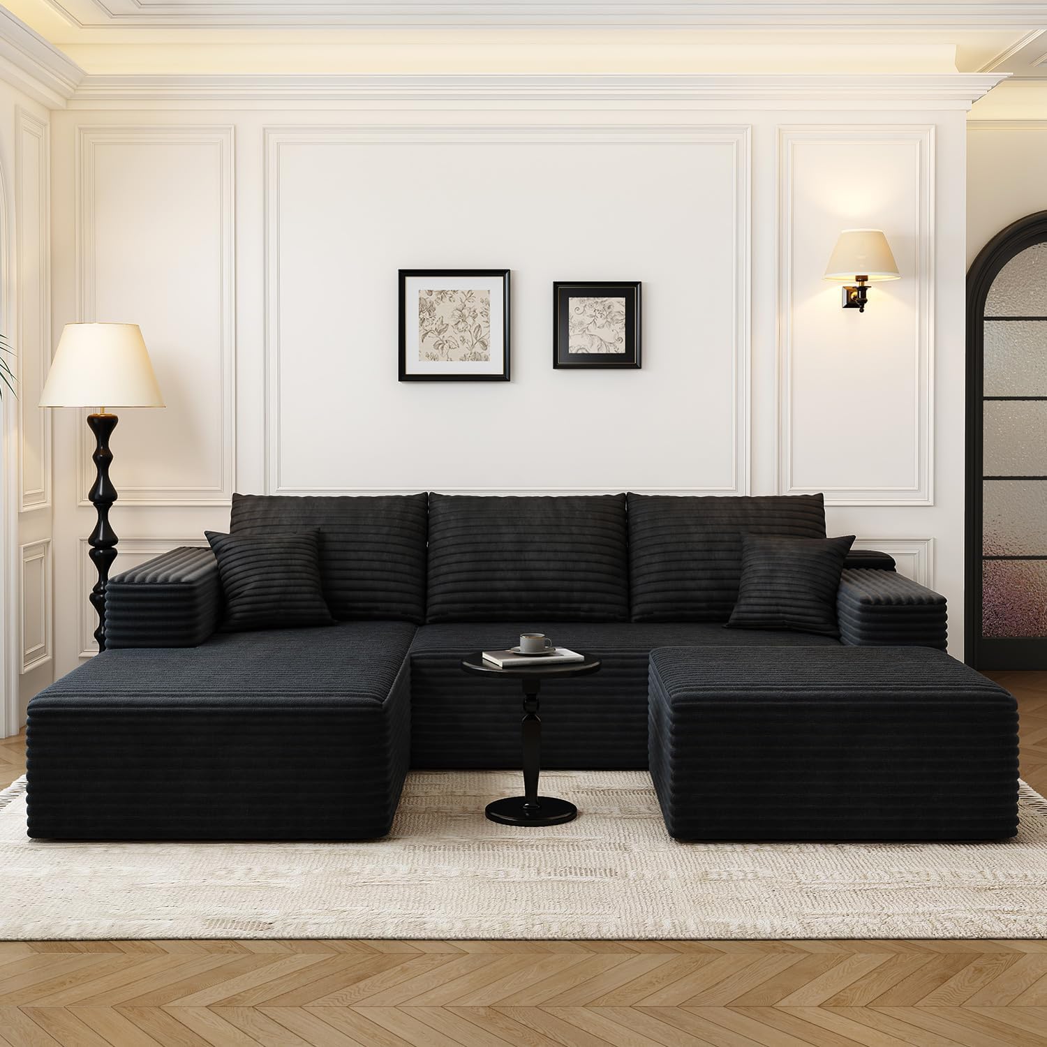 107.5 inch Cloud Modular Sectional Sofa with L-Shaped Chaise Lounge, Modern Minimalist Upholstered Sofa Deep Seating Corner Sofa wourant