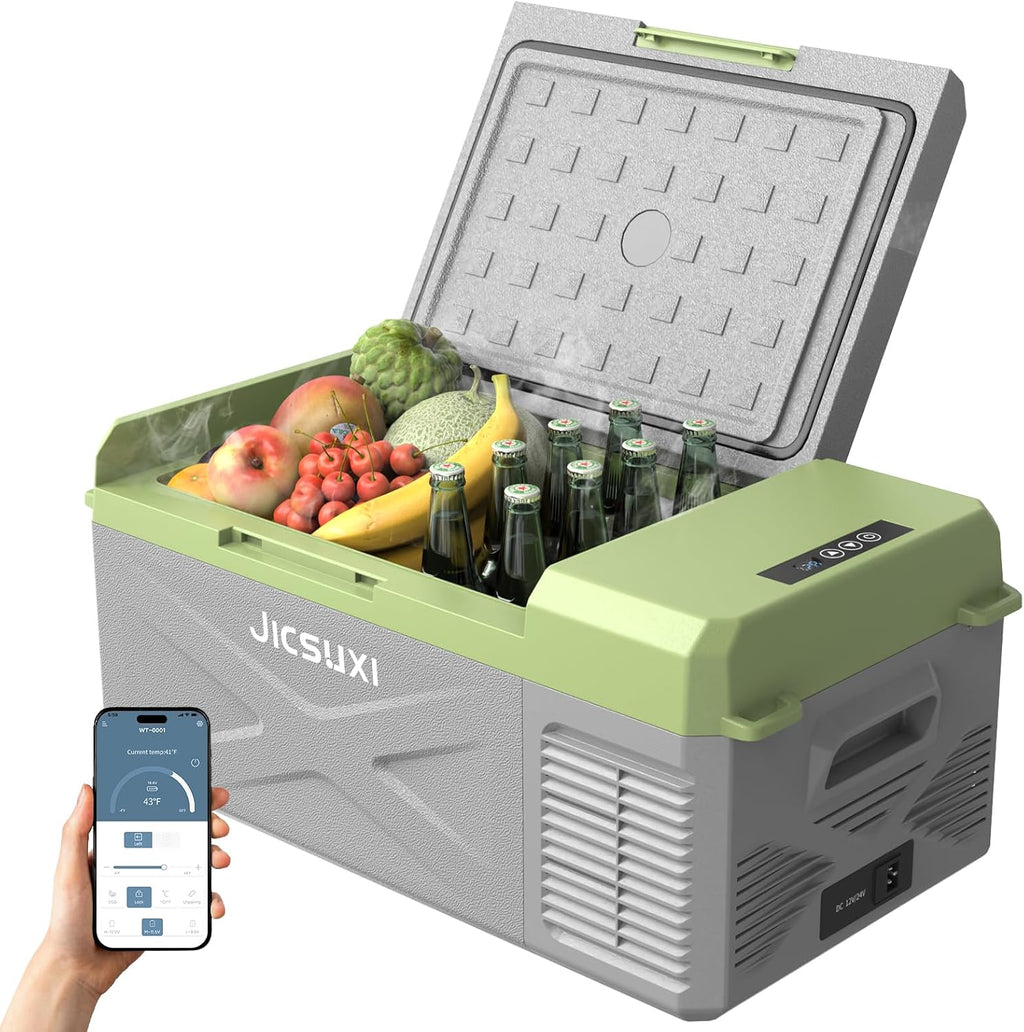 12V Car Refrigerator, 17 Quart Portable Freezer 12 Car Fridge (-4F~68F) Compressor Electric Cooler with 12/24V DC 110-240V AC, APP Control For Car Truck RV Camping, Travel Outdoor Home wourant