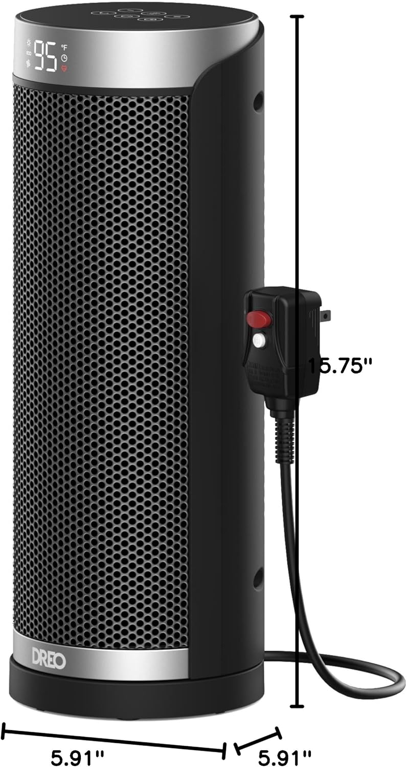 Dreo Space Heater, 1500W Electric Heaters for Indoor Use with Thermostat, 70° Oscillation, 8 Safety Protections, 5 Modes, Remote, 12H Timer, Quiet Portable Heater for Office, Bedroom, Large Room wourant