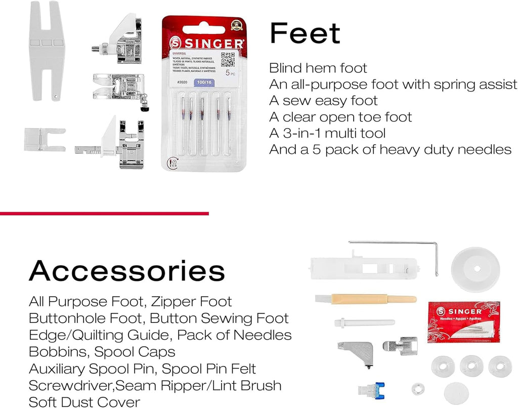 SINGER Heavy Duty 4423 High Speed Sewing Machine with Accessory Kit | Strong Motor With Enhanced Piercing Power, 97 Stitch Applications, Full Metal frame, 1-step Buttonhole & LED Light wourant