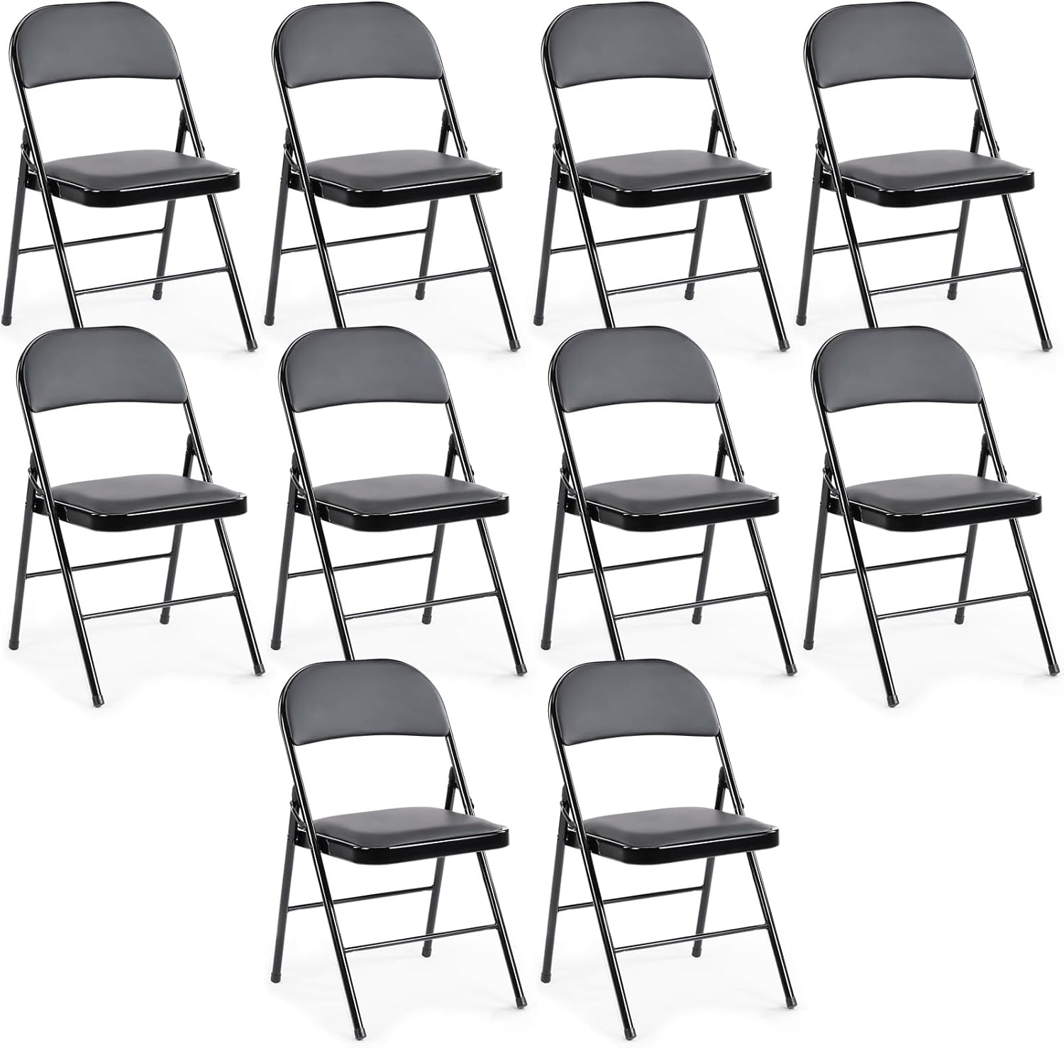 DUMOS 2 Pack Leather Padded Folding Chair, Indoor Outdoor Portable Stackable Commercial Seat wourant
