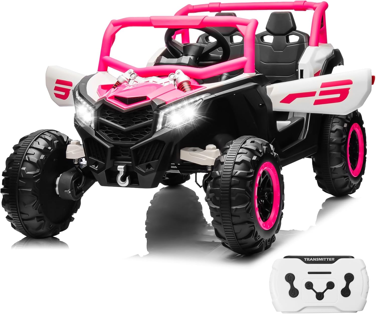 JOYRACER Kids Remote Control Car with 4 x 150W Motors, Shock Absorbers, Bluetooth, MP3 Player, and Headlights wourant