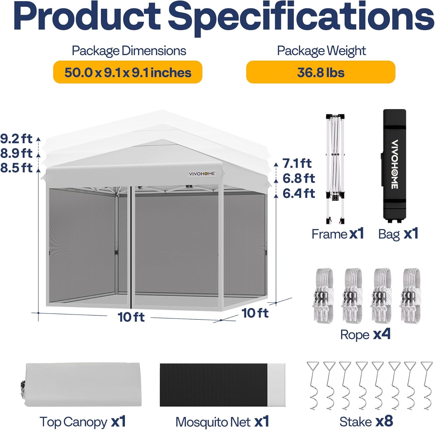 10x10ft Easy Pop-Up Canopy, Outdoor Screen Tent with Mosquito Netting, 2 Zipper Doors, and Roller Bag for Yard Camping Picnic Party Events, Beige wourant