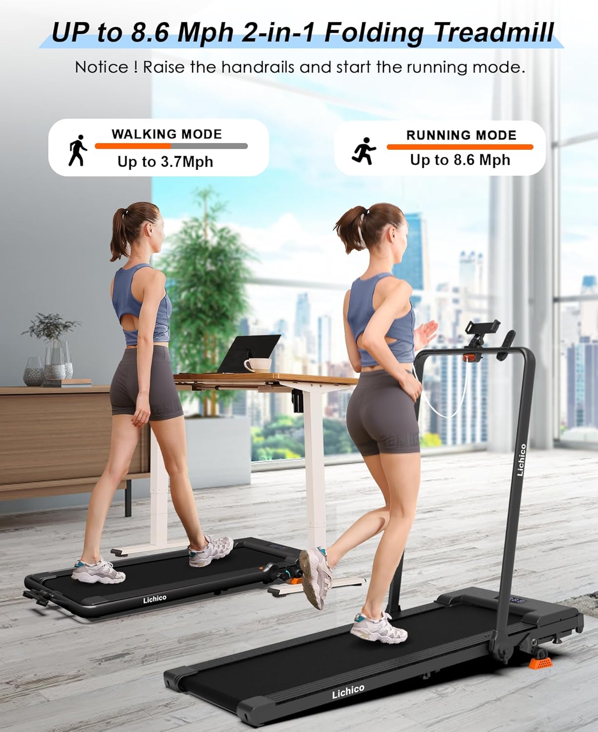 Lichico Walking Pad Under Desk Treadmill, Ultra-Quiet Brushless Electric Walking and Jogging Treadmill with Remote Control wourant