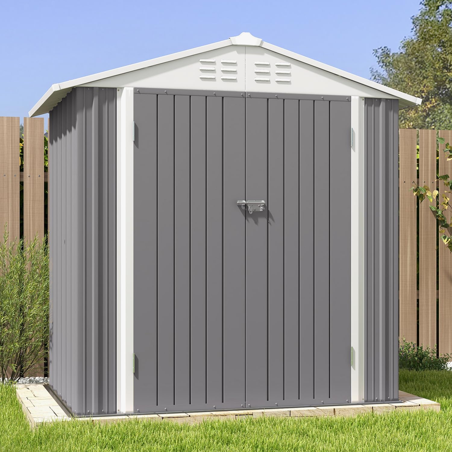 Patiowell 5x3 FT Outdoor Storage Shed Tool Shed with Sloping Roof and Lockable Door Metal Shed wourant