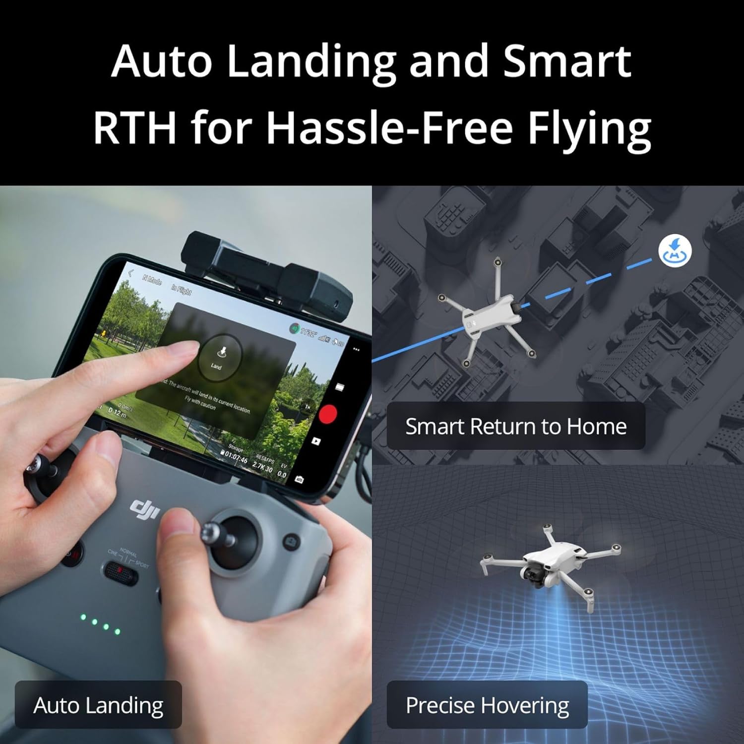 DJI Mini 3, Drones with Camera for Adults 4K, 38-min Flight Time, up to 32800ft (10km) Video Transmission, True Vertical Shooting, GPS Auto Return Integrated, Mini Drone with Camera for Beginners wourant