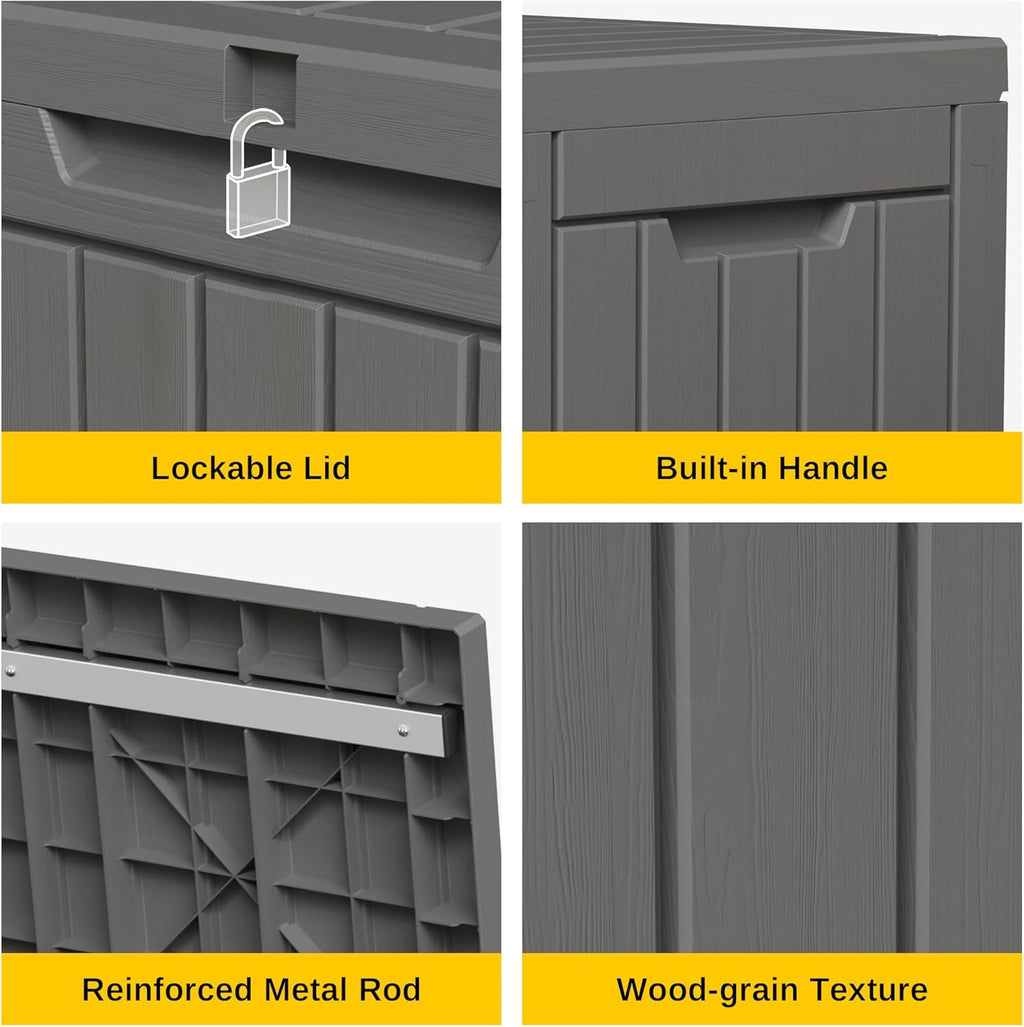 EAST OAK Outdoor Storage Box, 60 Gallon Deck Box Indoor and Outdoor Use, Waterproof Resin Storage Bin wourant