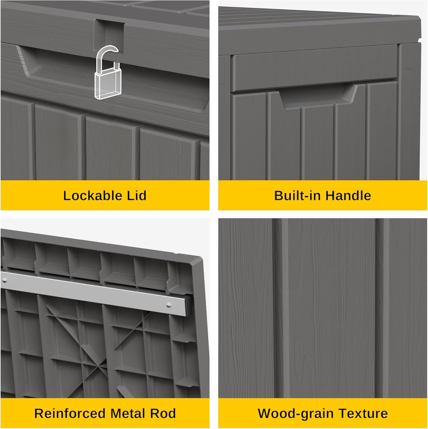EAST OAK Outdoor Storage Box, 60 Gallon Deck Box Indoor and Outdoor Use, Waterproof Resin Storage Bin wourant