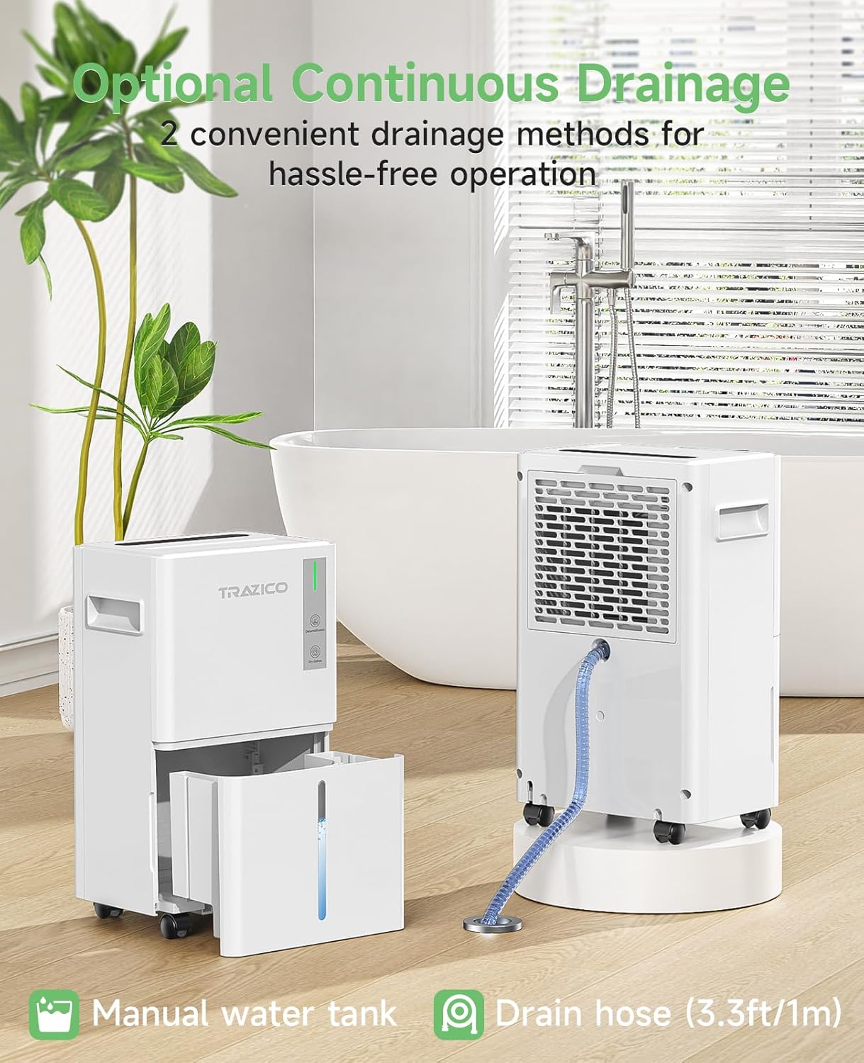 1500 Sq.ft Dehumidifier for Basement 21 Pint Dehumidifiers for Home Large Room with Drain Hose, Smart Humidity Control, 3 Modes, 24H Timer, Auto Defrost, Ideal for Bedrooms, Bathroom, White wourant
