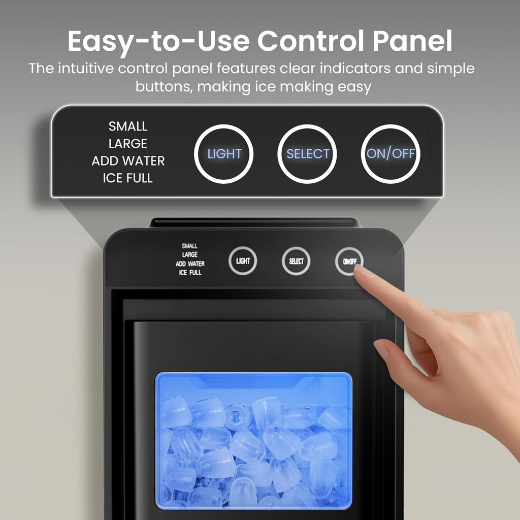 Kismile Ice Makers Countertop,26lbs in 24Hrs, Portable Ice Maker Machine with Self-Cleaning Function,Selectable Ice Size & Internal Lighting Desigh for Home/Kitchen/Bar woonhhop