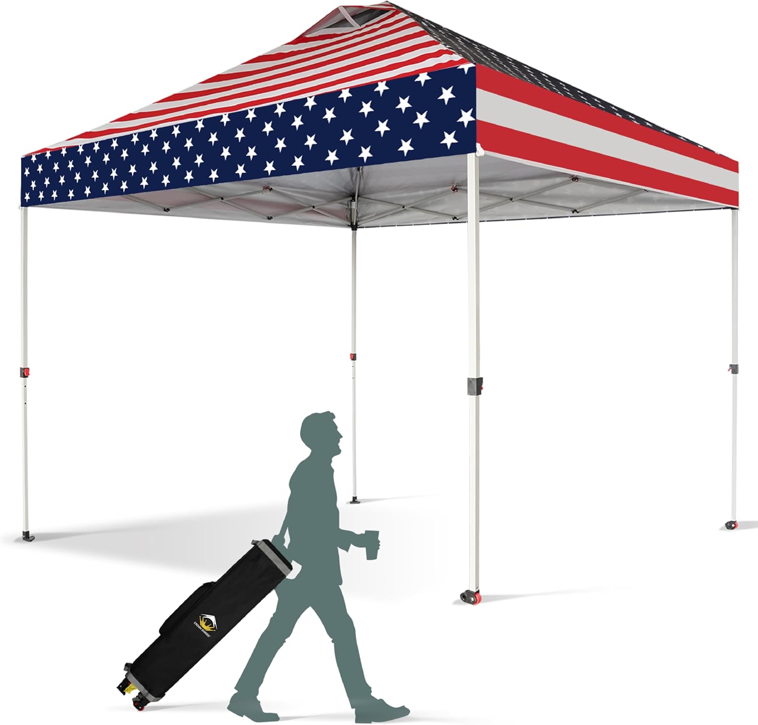 10x10 Pop-Up Awning - One-Click Installation Beach Tent - Outdoor Sunshade Silver Coated Top, 3 Heights and 4 Sand Pockets wourant