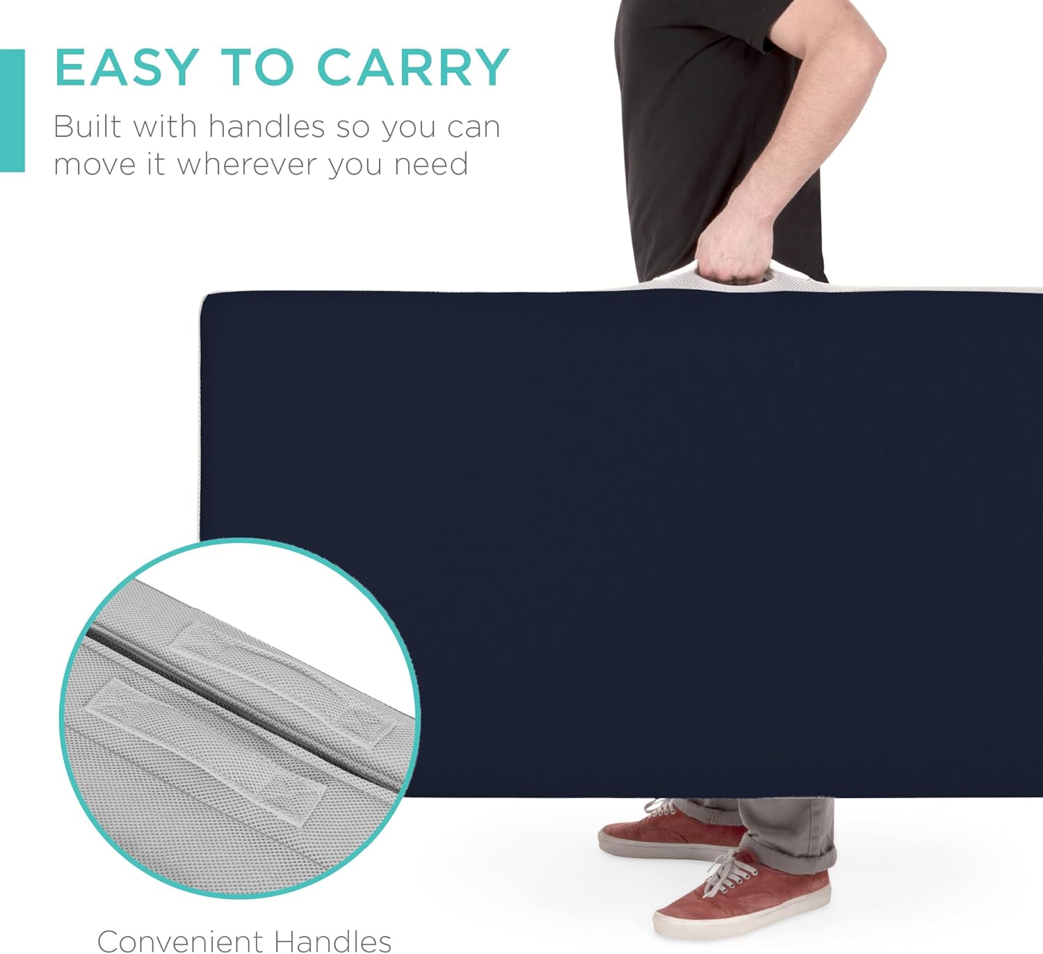 4in Portable Queen-Size Mattress, Tri-Fold Mattress for Camping, Guest, Toddler wourant