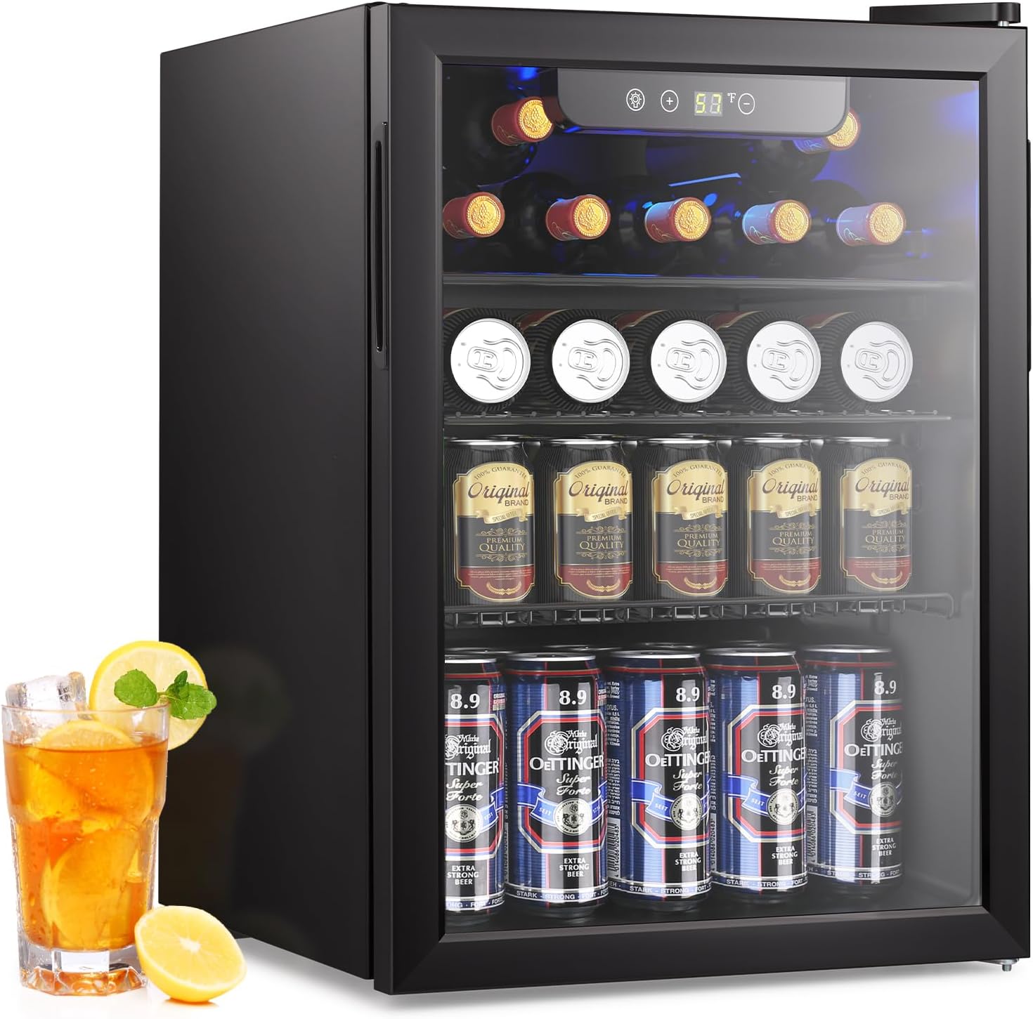 Mini Fridge 130 Can Beverage Refrigerator Cooler, 3.2 Cu.Ft Drink Fridge for Soda Wine Beer, Adjustable Temperature Control for Home Office, Black wourant