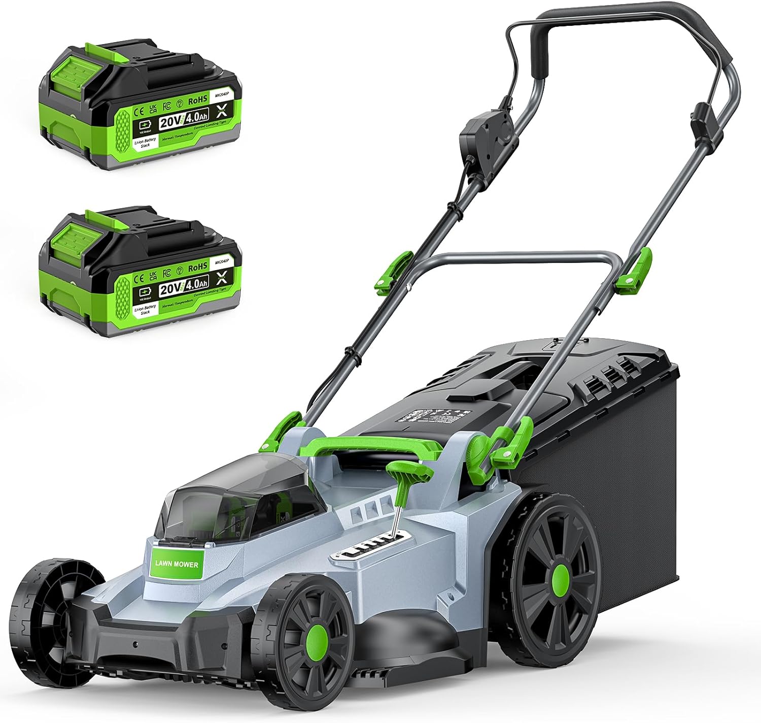 40V Cordless Lawn Mower, Electric Battery Powered 4.0Ah Walk Behind Lawnmower wourant