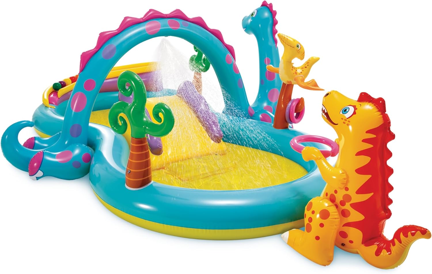 Intex 96" x 78" x 28" Inflatable Jungle Adventure Play Center Spray Kiddie Pool - Backyard Kids Water Slide, Outdoor Blow-Up Splash Pad for Toddlers wourant