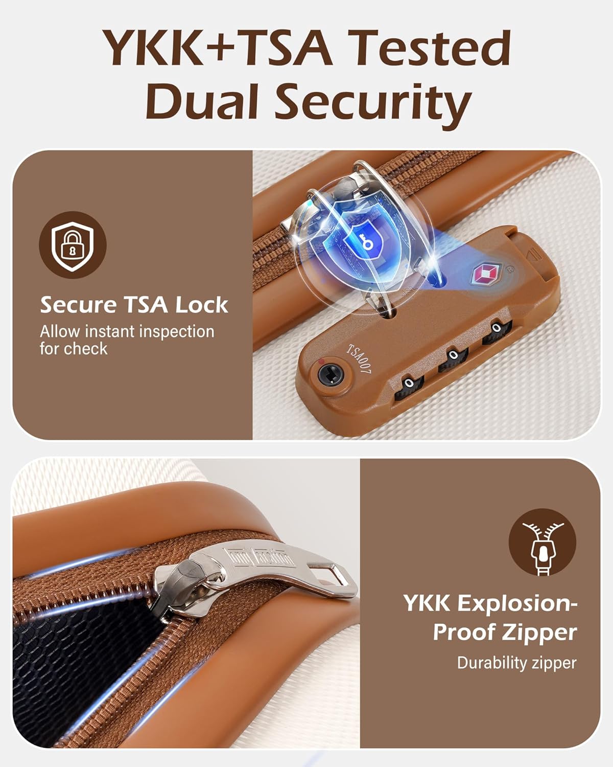 LONG VACATION 6 Piece Luggage Set Carry on Suitcase with ABS+PC hardshell, Spinner Wheels & YKK Zipper TSA Lock wourant