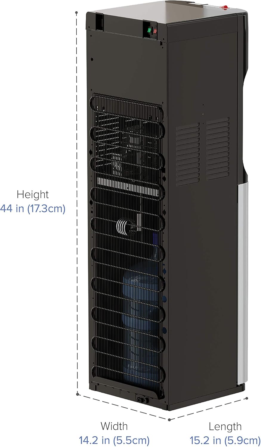 Bottom Loading Water Cooler Dispenser for 5 Gallon Bottles - 3 Temperatures with Hot, Room & Cold Spouts, Child Safety Lock, LED Display with Empty Bottle Alert, Stainless Steel wourant