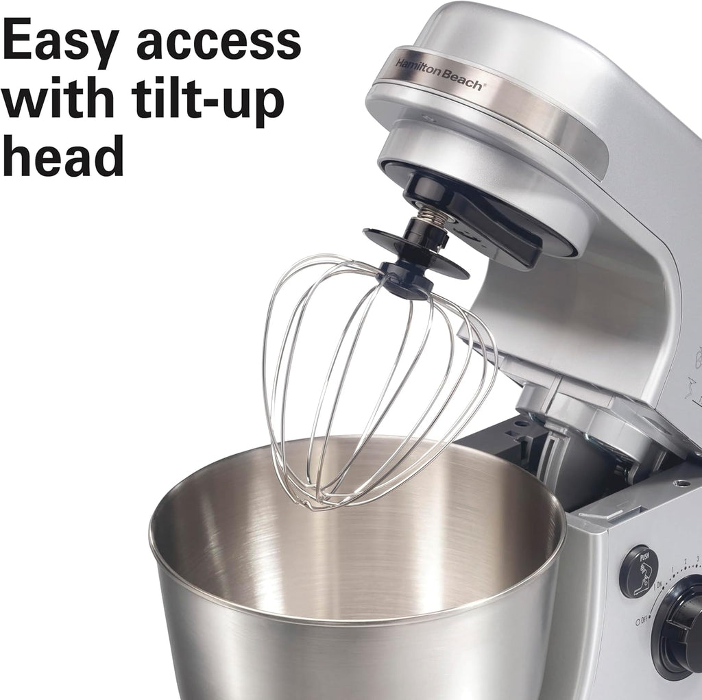 Hamilton Beach Electric Stand Mixer, 4 Quarts, Dough Hook, Flat Beater Attachments, Splash Guard 7 Speeds with Whisk, Black wourant