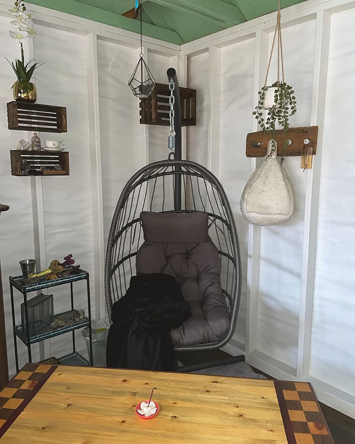 Yechen Indoor Outdoor Egg Hanging Chair Patio Wicker Swing Egg Chair Indoor Swinging Chair wourant