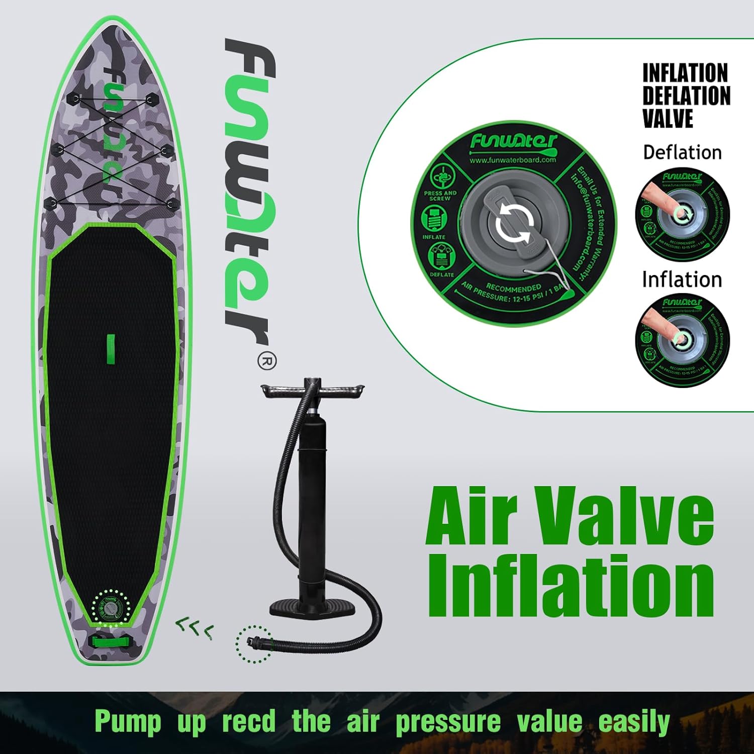 FunWater Inflatable Stand Up Paddle Board with Premium SUP Paddle Accessories, Non-Slip EVA Deck, 11'/10'6' Paddle wourant