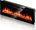 Electric Fireplace 60Inch,Wall Mounted Electric Fireplace Heater with Timer Inserts，TV Stand Touch Screen and Realistic Flame,Log Set,Crystal Flames 750 to 1500W，Remote for Living Room wourant