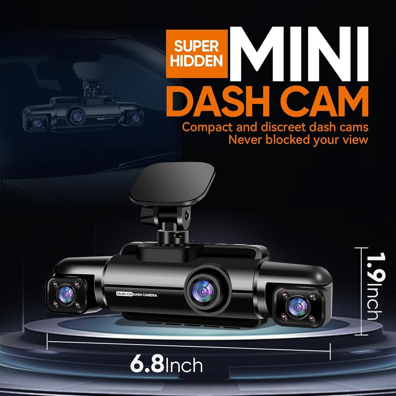 360° Dash Cam 4-Channel FHD 4*1080P Wi-Fi GPS Voice Control Car Camera, Front 2K+1080P*2 Dash Cam, with 64GB SD Card, Night Vision, 24-Hour Parking Mode wourant