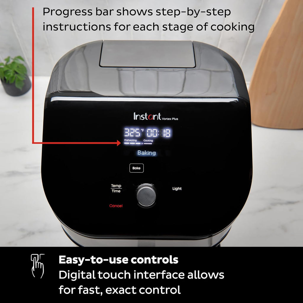 Instant Pot Vortex Plus 6QT Air Fryer with Odor Erase Technology,6-in-1 Functions that Crisps,Roasts, Broils,Dehydrates, Bakes & Reheats, 100+In-App Recipes, from the Makers of Instant Pot,1700W,Black wourant