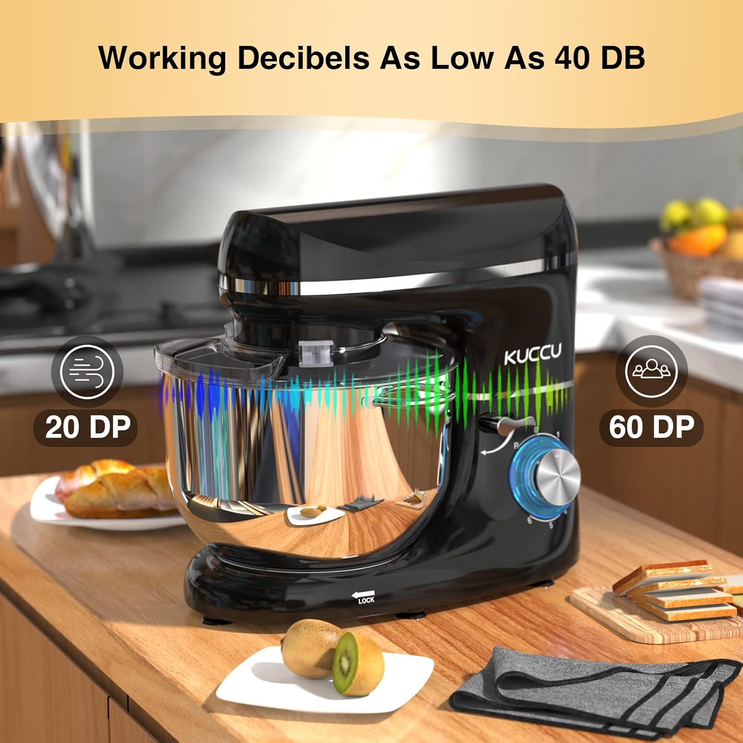 Stand Mixer 6.5 Qt 660W 6-Speed Tilt-Head Food Dough Mixer, Kitchen Electric Mixer with Stainless Steel Bowl,Dough Hook,Whisk, Beater, Egg white separator wourant