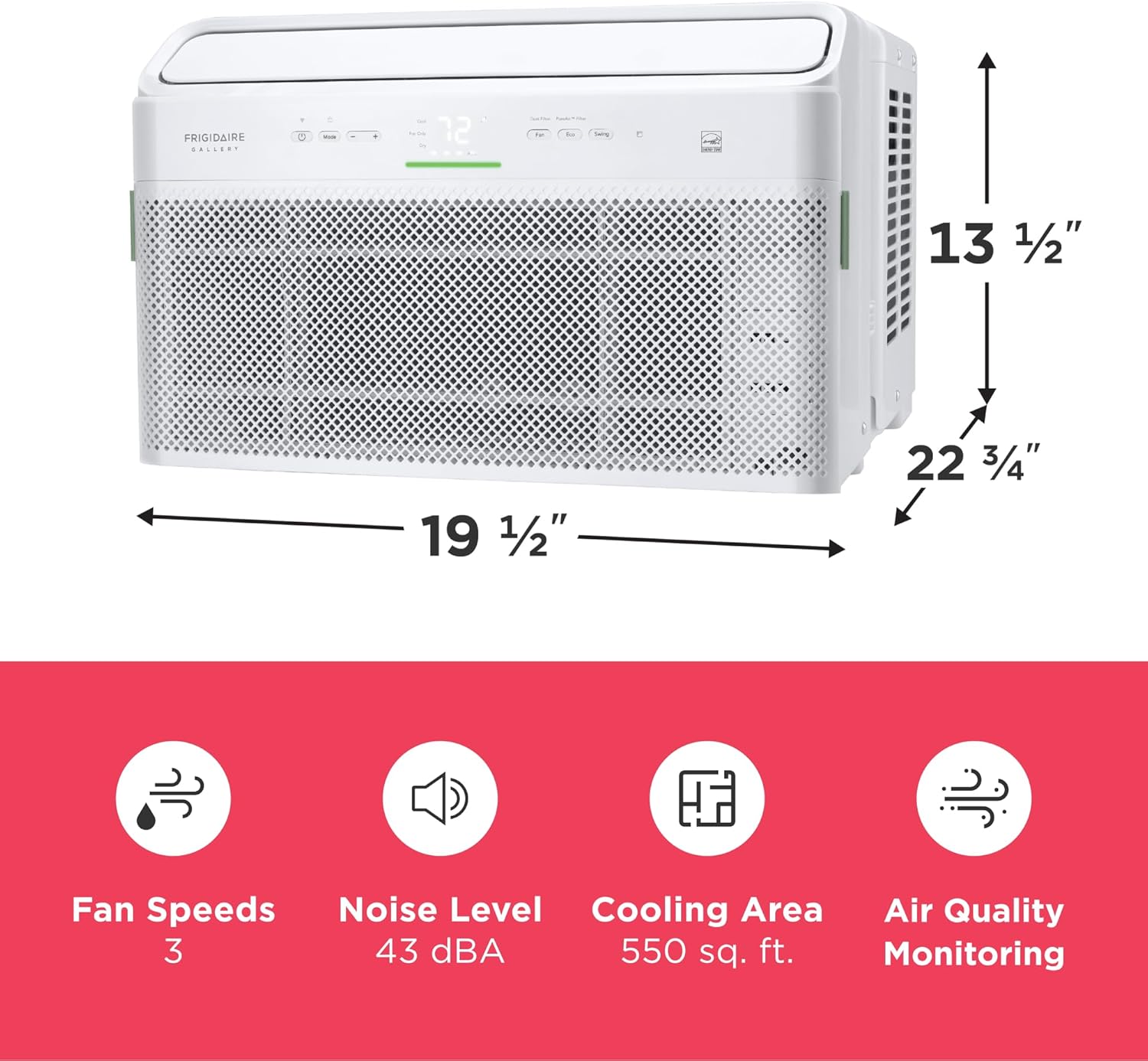 Frigidaire GHWQ103WC1 Inverter Quiet Temp Room Air Conditioner, 10,000 BTU with Wi-Fi Connected, Works with Alexa, Energy Star Certified, Easy-to-Clean Washable Filter, in White wourant