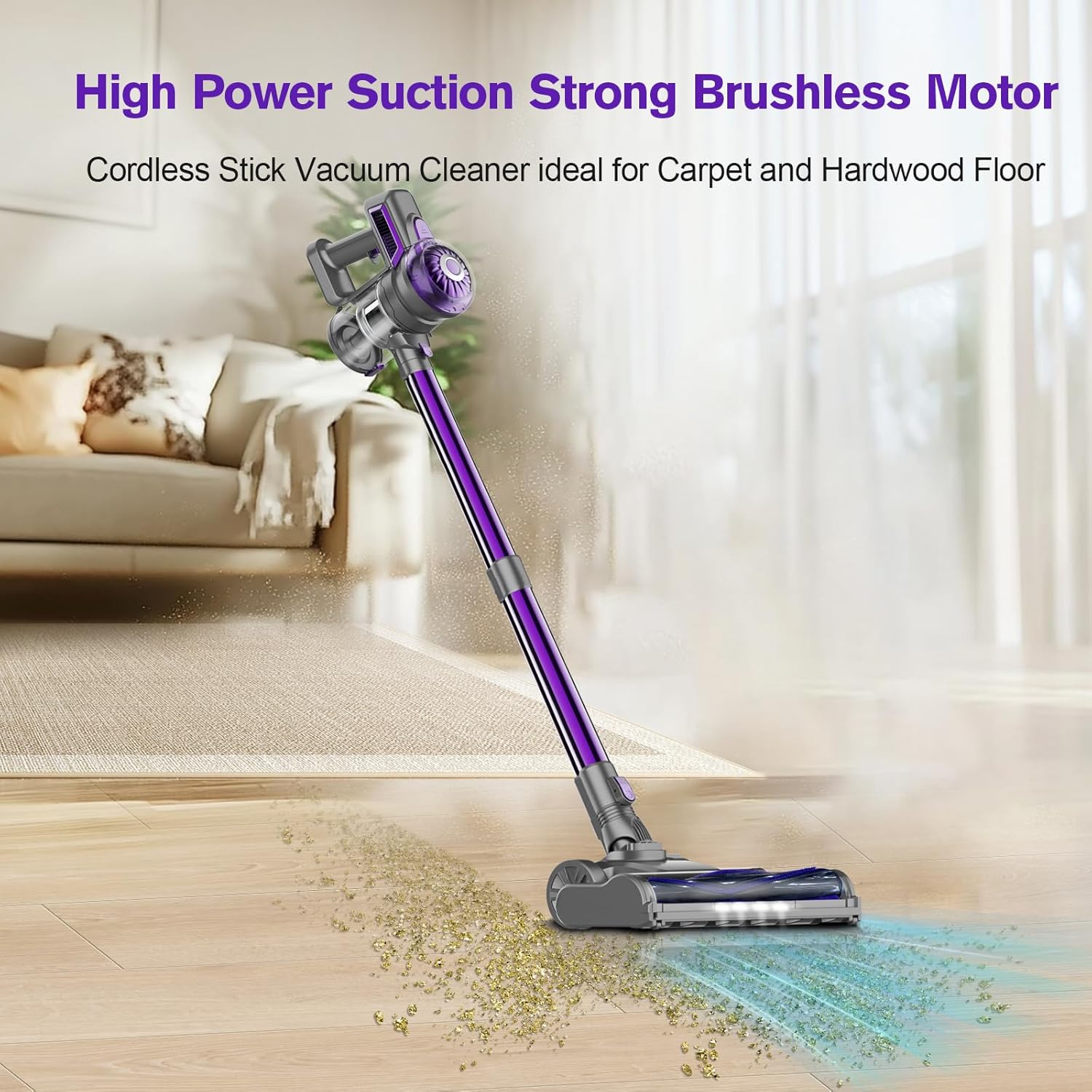 Cordless Vacuum Cleaner, Lightweight 2-in-1 Stick & Handheld Vacuum for Apartment, Pet Hair & Car Cleaning, S1 woonhhop