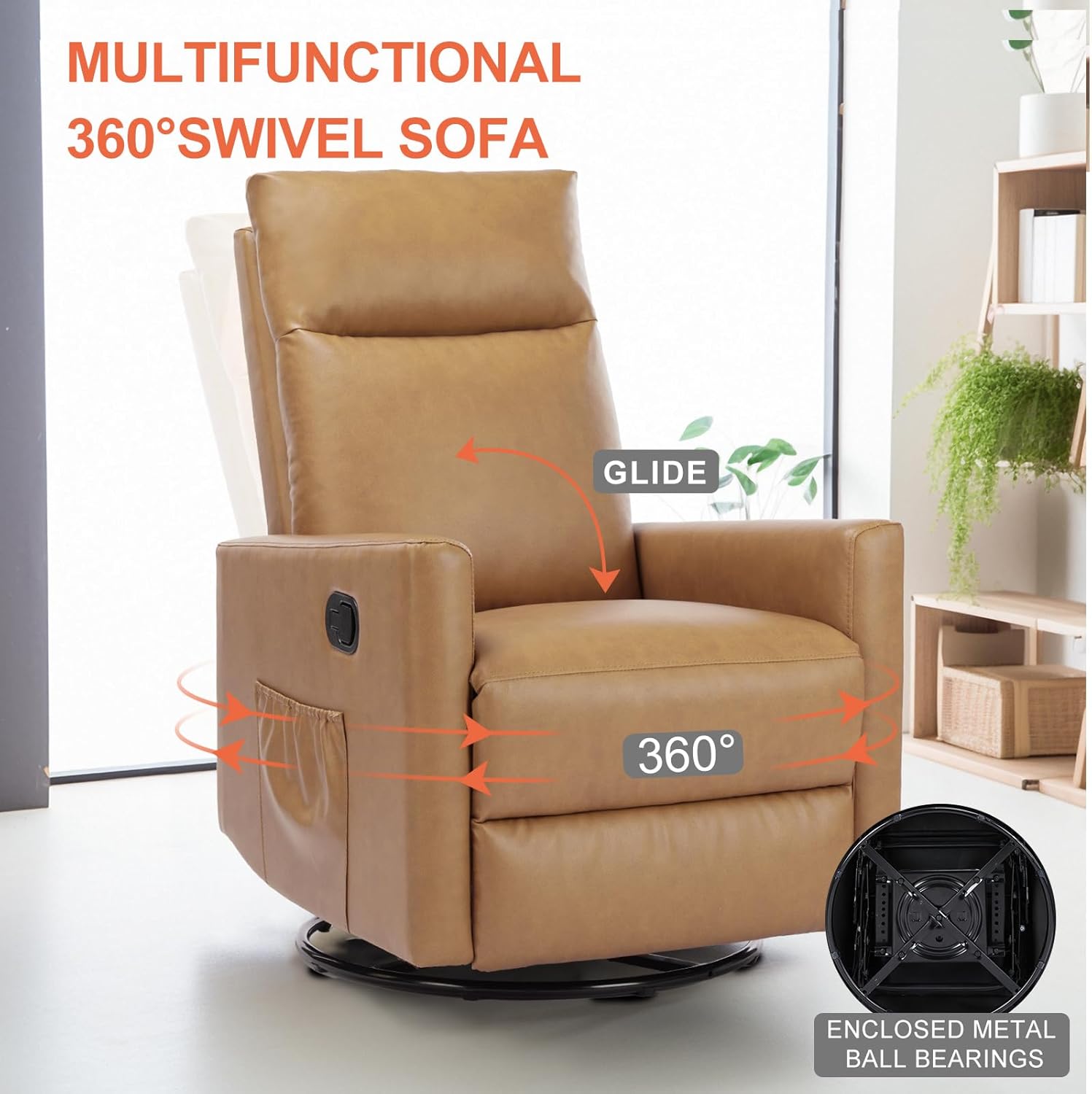 Sweetcrispy Massage Recliner Chair for Adults, Adjustable Home Theater Seating with Lumbar Support for Living Room, Modern Fabric Reclining, Pure Black wourant