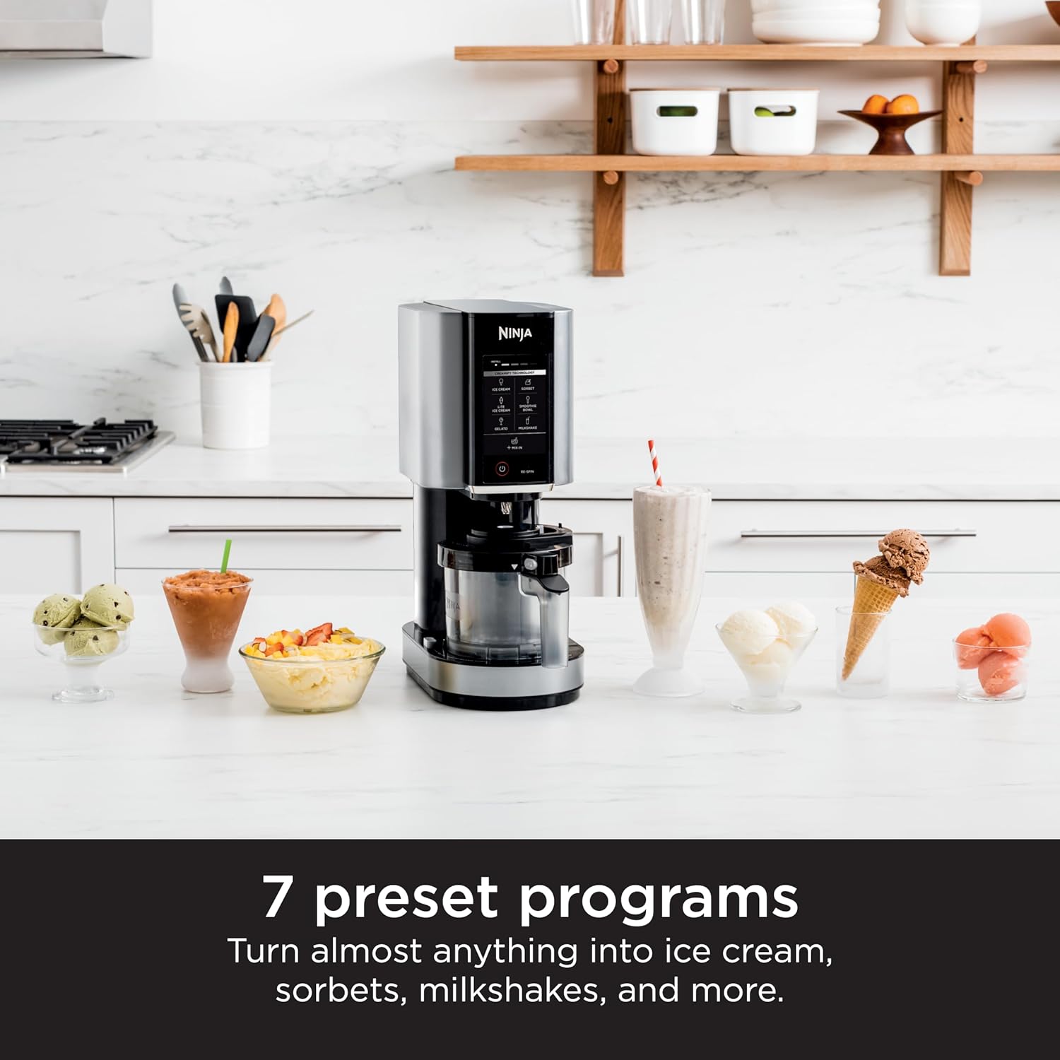 Ninja NC301 CREAMi Ice Cream Maker, for Gelato, Mix-ins, Milkshakes, Sorbet, Smoothie Bowls & More, 7 One-Touch Programs, with (2) Pint Containers & Lids, Compact Size, Perfect for Kids, Silver wourant