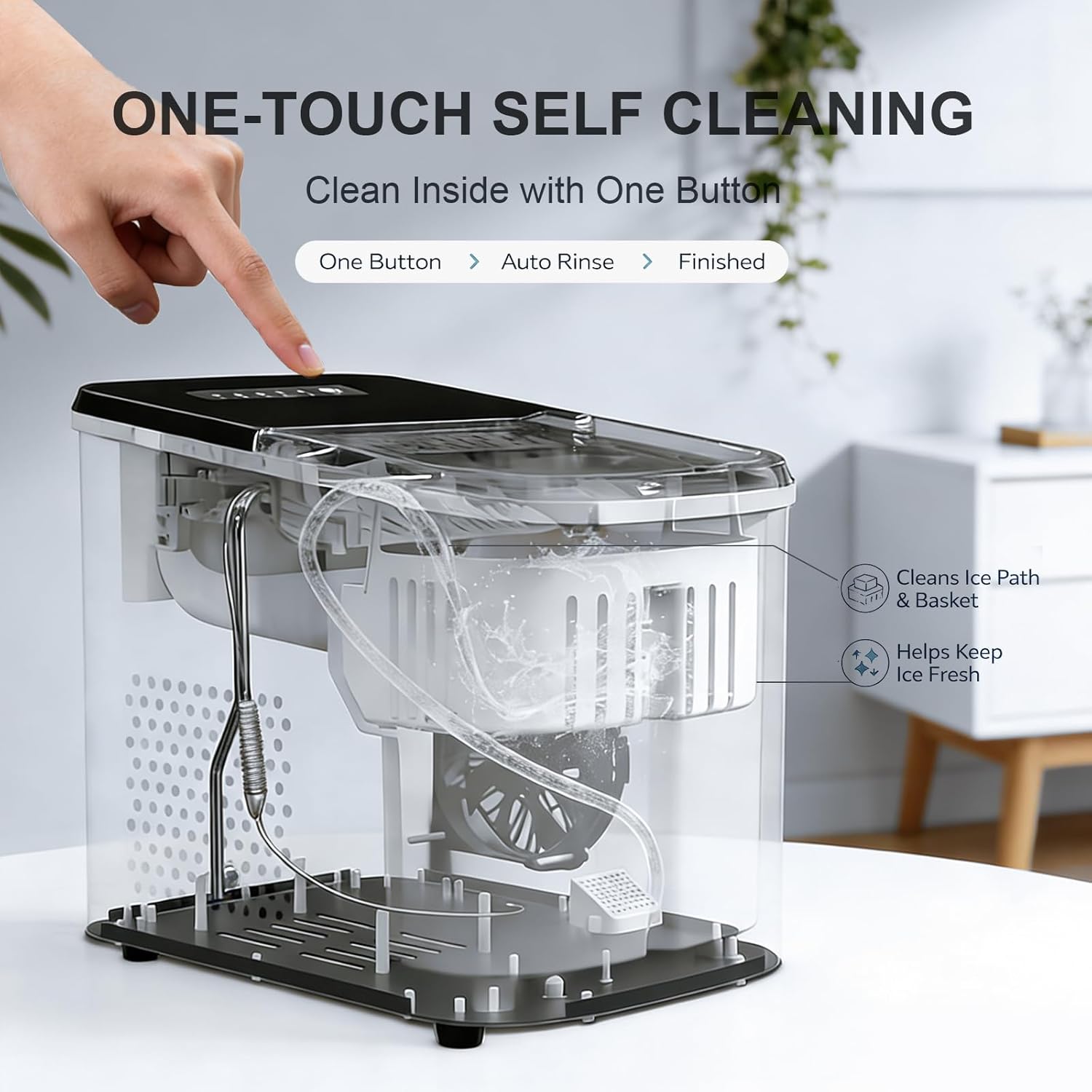 38lbs Per Day Countertop Ice Maker, 9 Ice Cubes in 3.5 Minutes, Self-Cleaning Portable Ice Machine with 2 Bullet Sizes for Kitchen, Camping, RV, and Party woonhhop