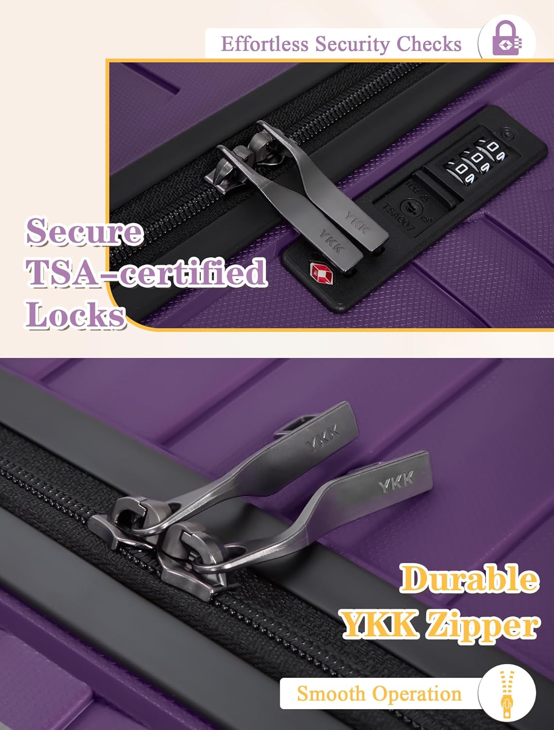 5-piece luggage set with wheels, ABS hardshell suitcase with spinner wheels wourant