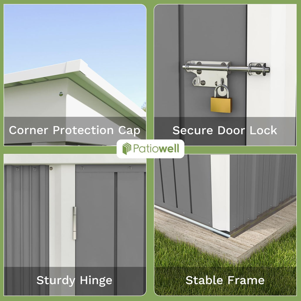 Patiowell 5x3 FT Outdoor Storage Shed Tool Shed with Sloping Roof and Lockable Door Metal Shed wourant
