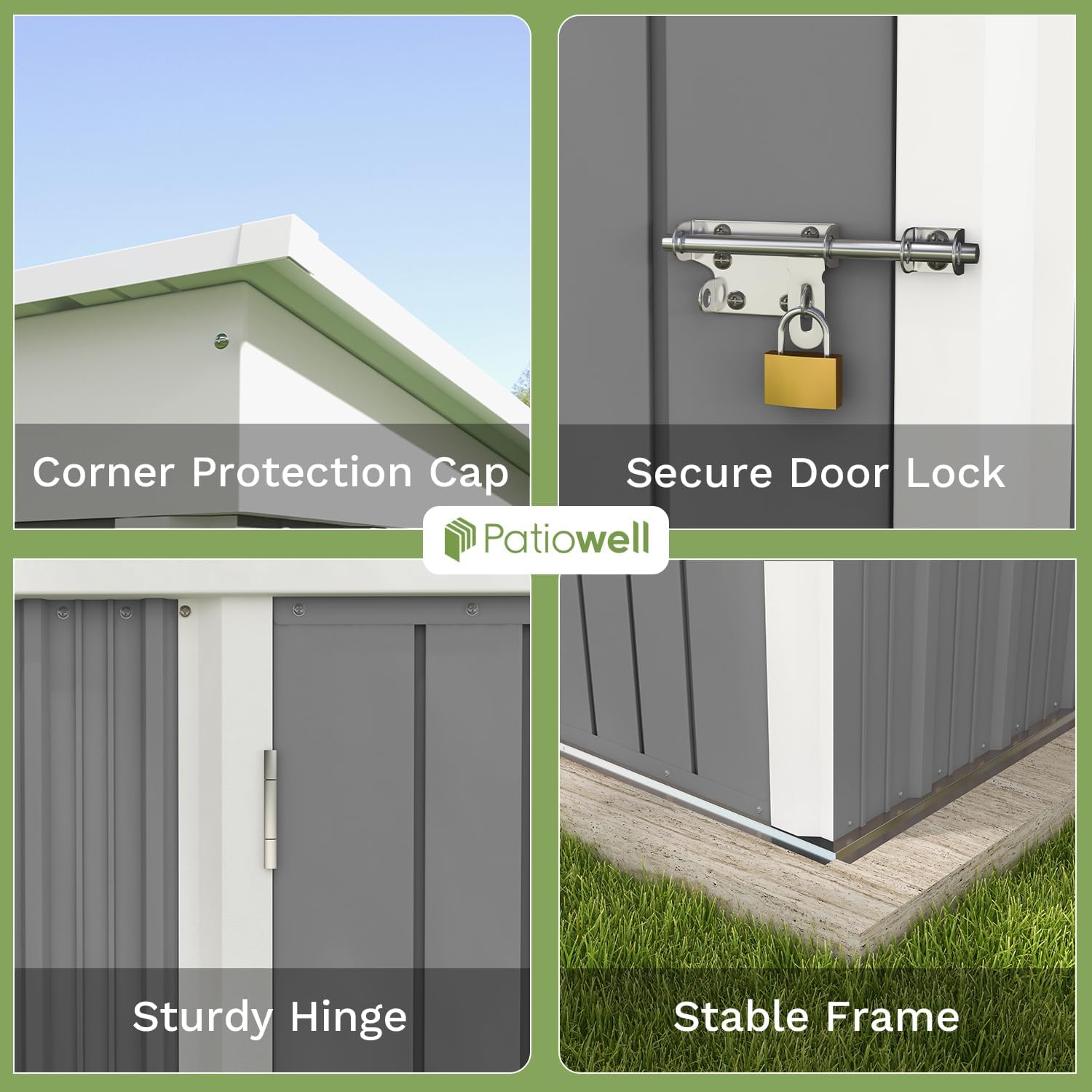 Patiowell 5x3 FT Outdoor Storage Shed Tool Shed with Sloping Roof and Lockable Door Metal Shed wourant