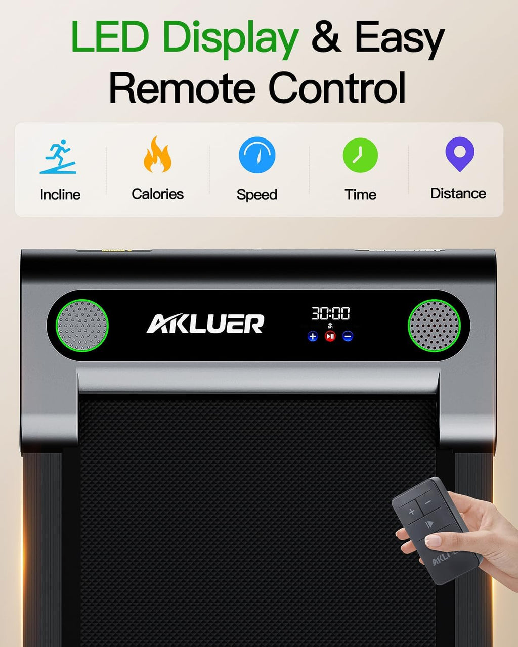 Akluer Inclined Home Treadmill 2.5 HP Small Under-Desk Treadmill with Remote Control and LED Display wourant
