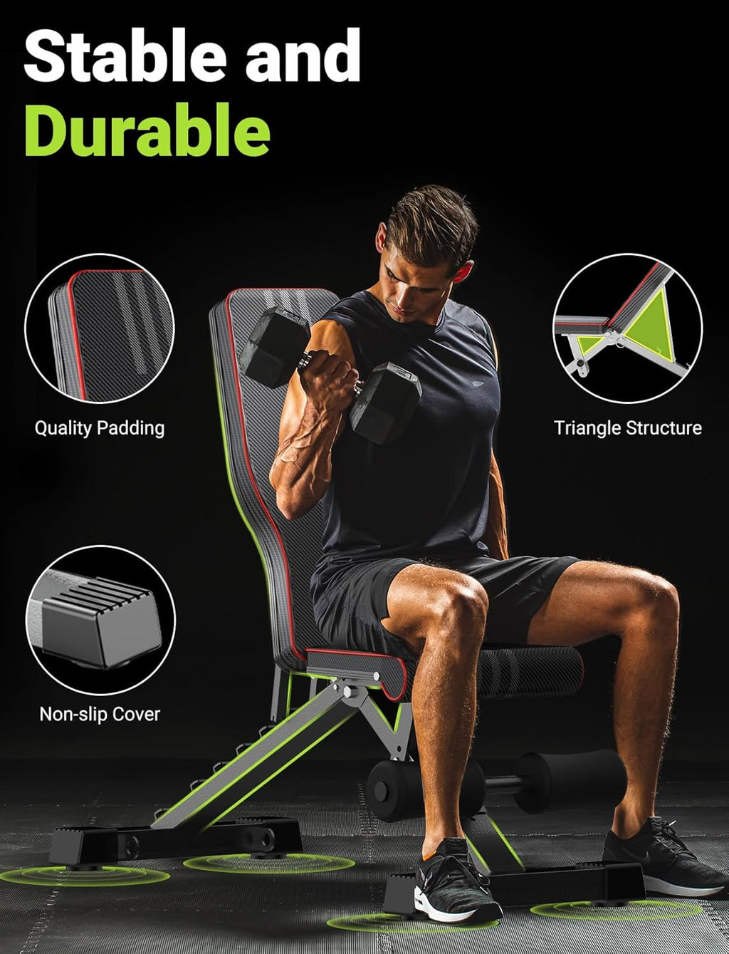 Yoleo Adjustable Weight Bench for Full Body Workout Foldable Bench Press Bench of Home Gym Strength Training wourant