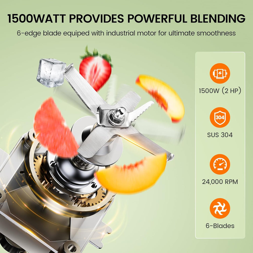 CRANDDI Professional Commercial Blender, Max 1500W, 80oz Pitcher, Powerful Blender wourant