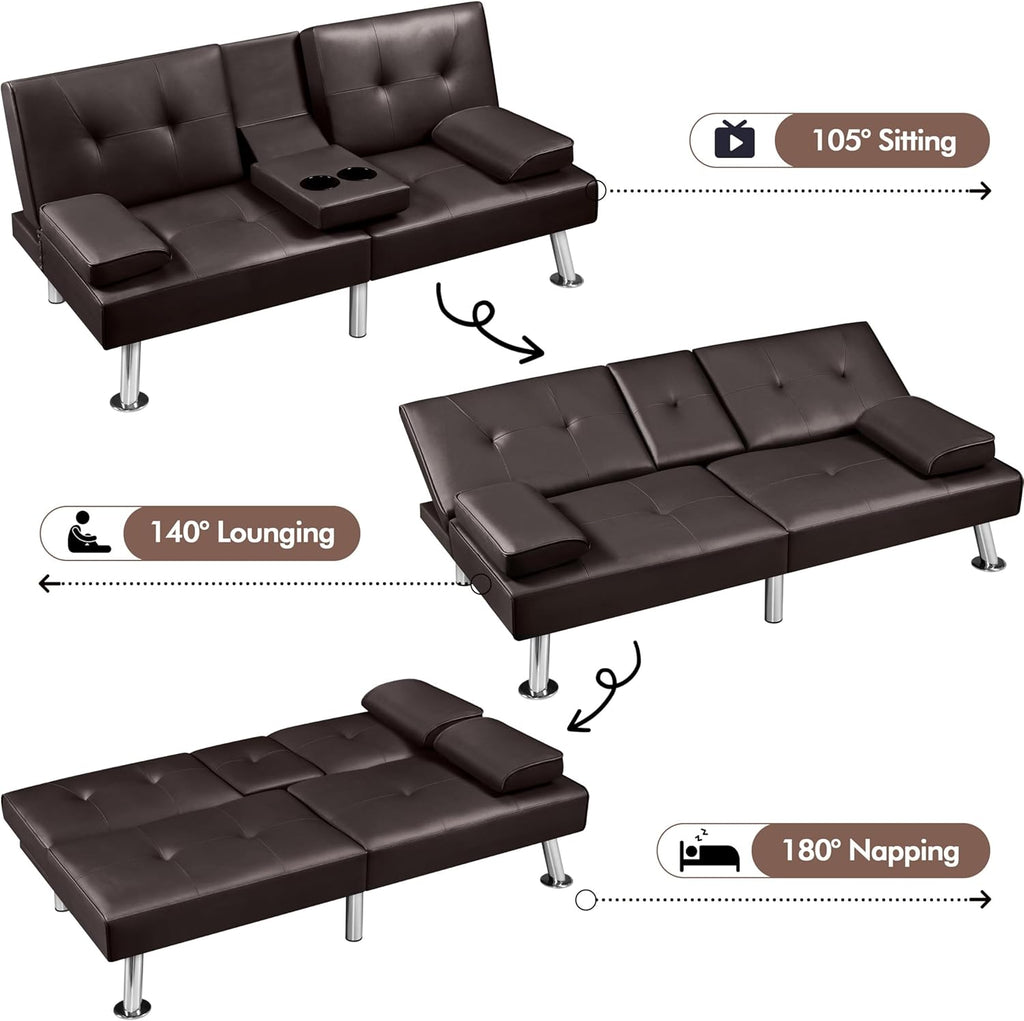 Convertible Sofa Bed Modern Imitation Leather Home Recliner Flip Double Sofa Folding Sofa Bed Guest Bed wourant