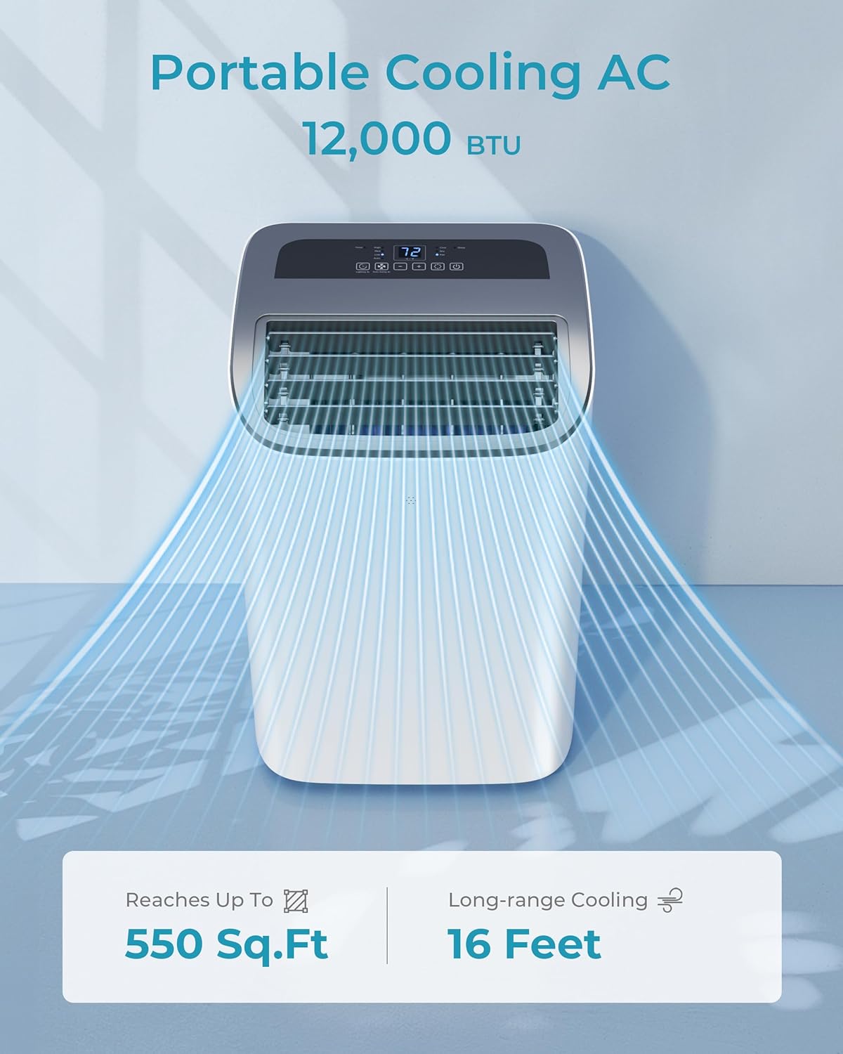 EUHOMY 8,000 BTU Portable Air Conditioners, 4-in-1 Portable AC Unit Up to 350 Sq.Ft, 4 Modes Quiet Air Conditioner with Remote Control, Cool, Fan, Dehumidifier, 24H Timer, Bedroom, Office, Apartments wourant