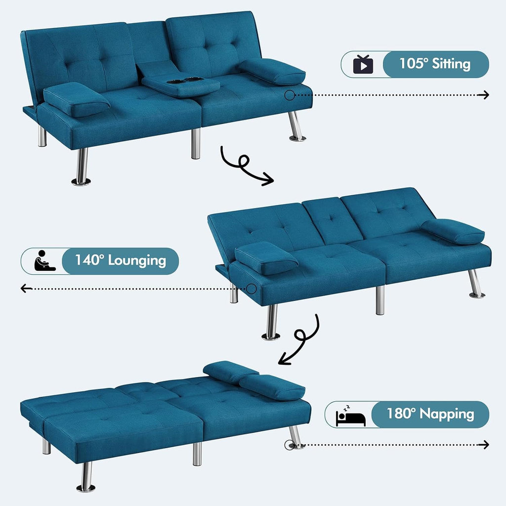 Convertible Sofa Bed Modern Imitation Leather Home Recliner Flip Double Sofa Folding Sofa Bed Guest Bed wourant