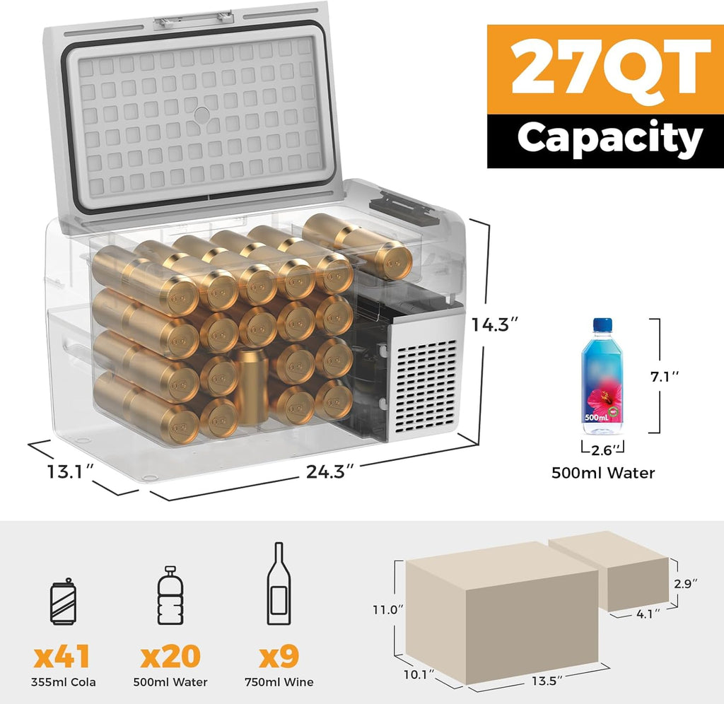 12V Refrigerator 21 Quart Portable Freezer 50 Hours Keep Cool,Electric Cooler for Vehicles Car Refrigerator 12V Portable Fridge for Car Camping Truck Van RV SUV Road Trip Travel RF20 wourant