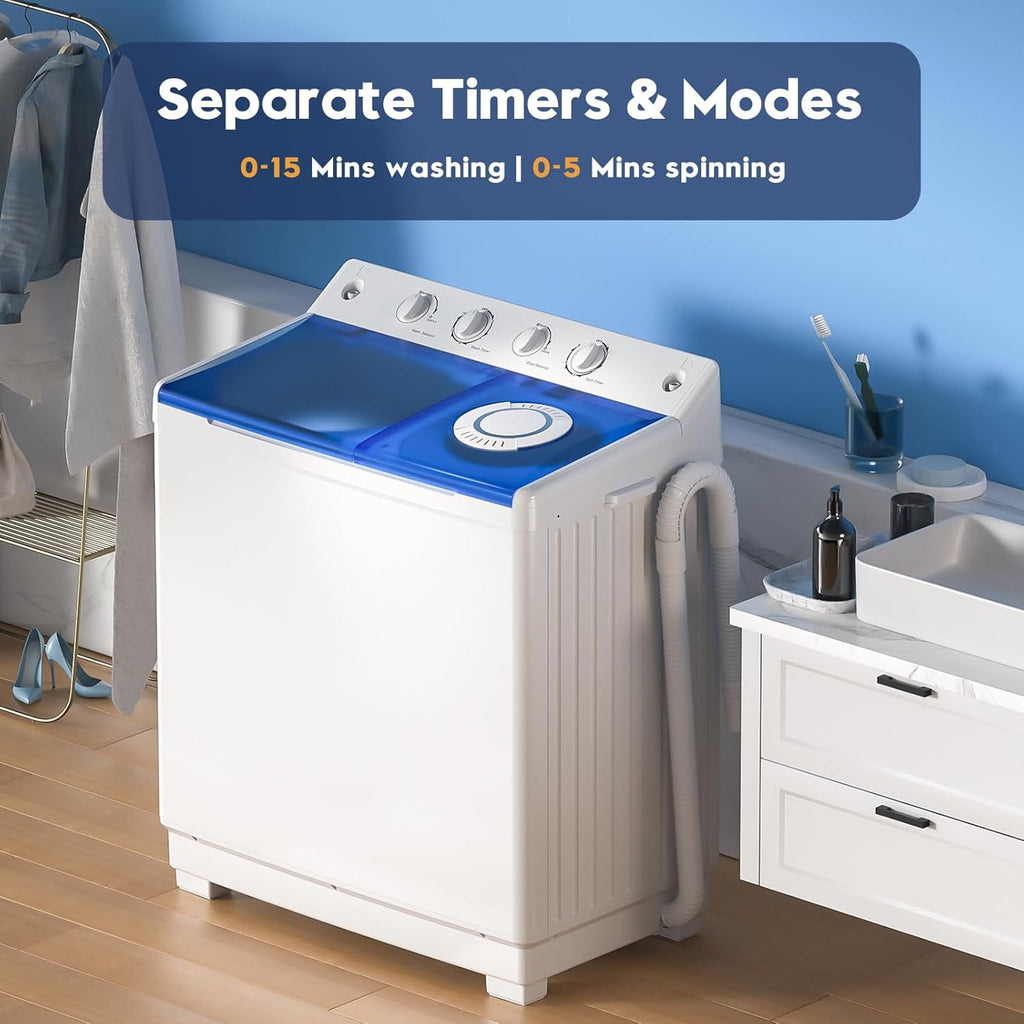 Auertech Portable Washing Machine 28lb Twin Tub Washing Machine Mini Compact Washing Machine with Drain Pump wourant