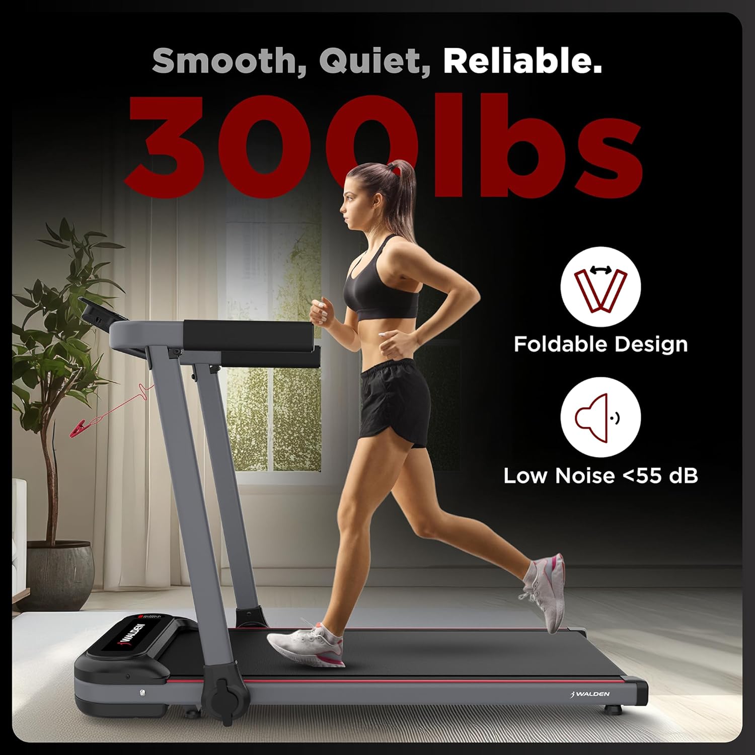 Walden Sports Folding Electric Treadmill with Handle Portable Running Machine LCD Screen wourant
